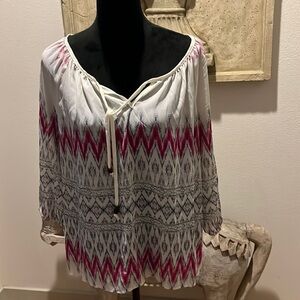 Rewind Sz L‎ boho peasant print blouse top